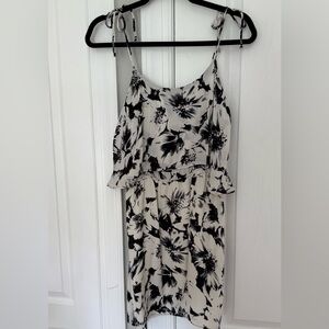 Parker silk mini dress bow ties shoulder floral